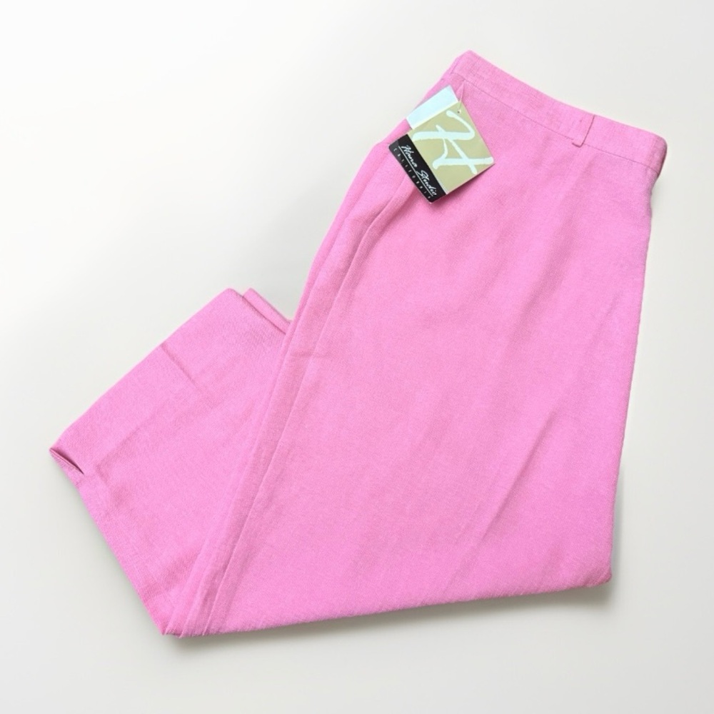 Hana Studio California Tweed Cropped Pants Pink High Waisted Athleisure Size 14